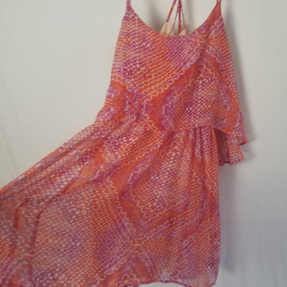 Ecote Pink and Purple and white Mini Dress spaghetti straps women size M (339) - Picture 11 of 15